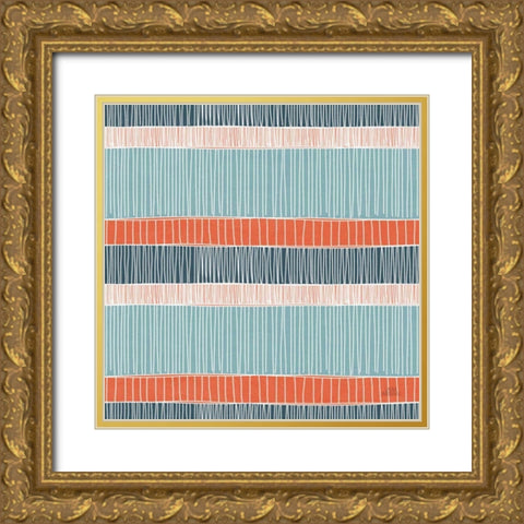 Seaside Village Pattern II Gold Ornate Wood Framed Art Print with Double Matting by Marshall, Laura