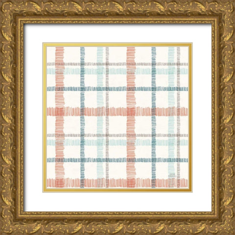 Seaside Village Pattern VA Gold Ornate Wood Framed Art Print with Double Matting by Marshall, Laura