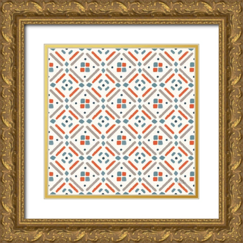 Seaside Village Pattern VIIA Gold Ornate Wood Framed Art Print with Double Matting by Marshall, Laura