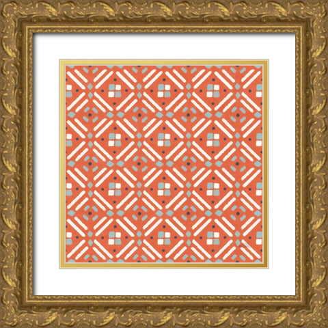 Seaside Village Pattern VIIB Gold Ornate Wood Framed Art Print with Double Matting by Marshall, Laura