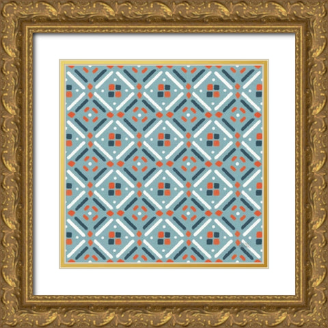 Seaside Village Pattern VIIC Gold Ornate Wood Framed Art Print with Double Matting by Marshall, Laura