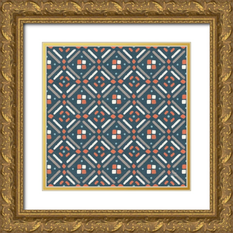 Seaside Village Pattern VIID Gold Ornate Wood Framed Art Print with Double Matting by Marshall, Laura