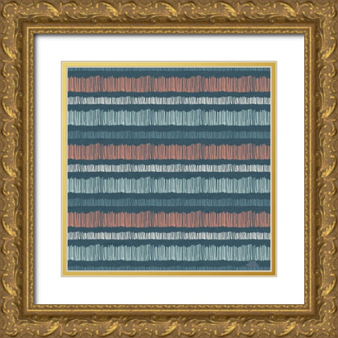 Seaside Village Pattern VIIIB Gold Ornate Wood Framed Art Print with Double Matting by Marshall, Laura