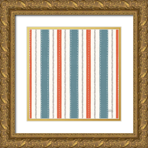 Seaside Village Pattern IXA Gold Ornate Wood Framed Art Print with Double Matting by Marshall, Laura