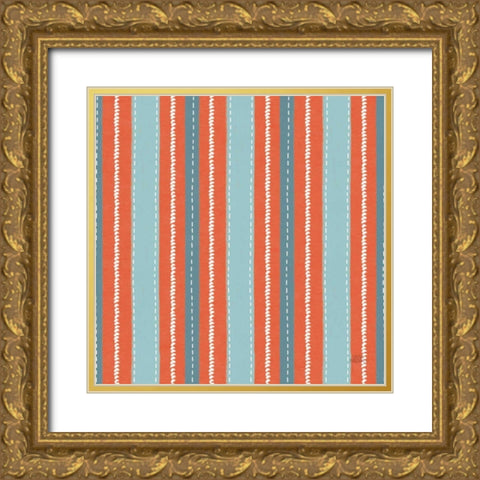 Seaside Village Pattern IXB Gold Ornate Wood Framed Art Print with Double Matting by Marshall, Laura