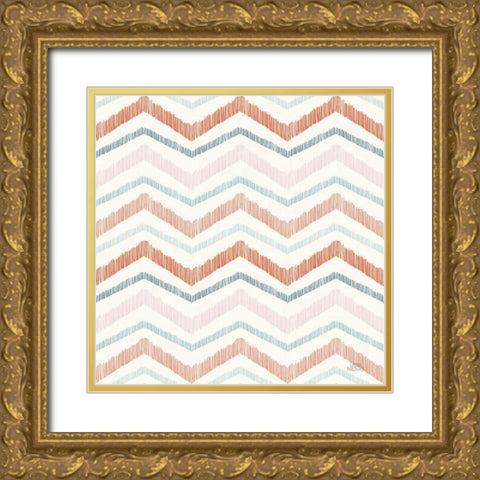 Seaside Village Pattern XIIIA Gold Ornate Wood Framed Art Print with Double Matting by Marshall, Laura