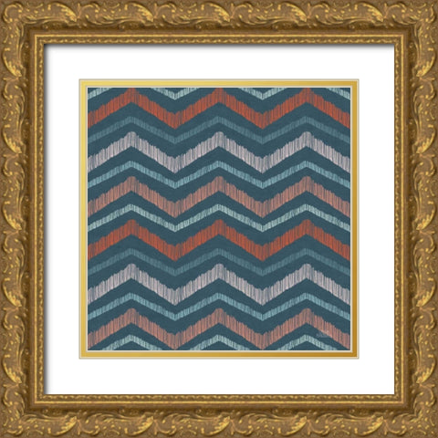 Seaside Village Pattern XIIIB Gold Ornate Wood Framed Art Print with Double Matting by Marshall, Laura