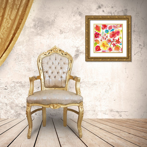 Tutti Frutti Pattern IA Gold Ornate Wood Framed Art Print with Double Matting by Zaman, Farida