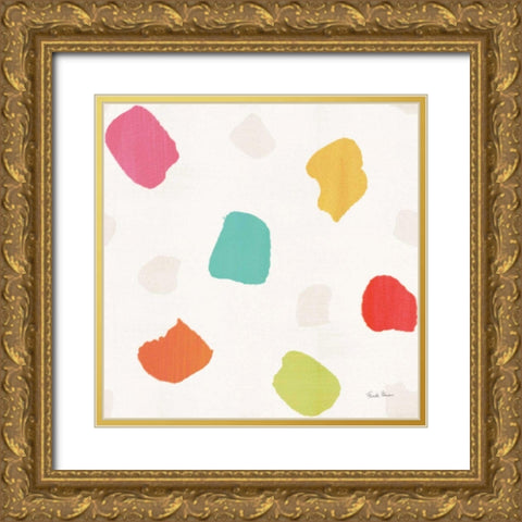 Tutti Frutti Pattern IVA Gold Ornate Wood Framed Art Print with Double Matting by Zaman, Farida