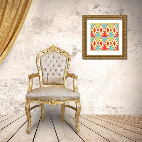 Tutti Frutti Pattern VIA Gold Ornate Wood Framed Art Print with Double Matting by Zaman, Farida