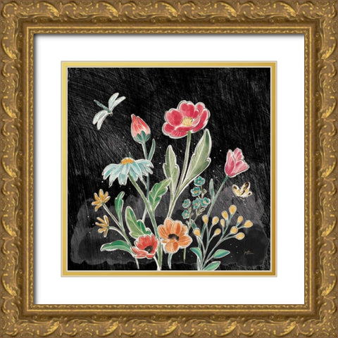 Boho Field III Black Gold Ornate Wood Framed Art Print with Double Matting by Penner, Janelle