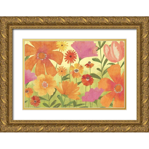 Spring Fling Gold Ornate Wood Framed Art Print with Double Matting by Charron, Veronique