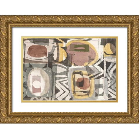 Graphic Abstract III Sunbaked Gold Ornate Wood Framed Art Print with Double Matting by Wild Apple Portfolio