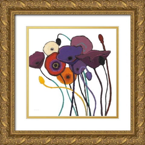 Jewel Tones on White Gold Ornate Wood Framed Art Print with Double Matting by Novak, Shirley