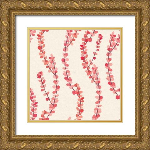 Succulent Pattern IIIA Gold Ornate Wood Framed Art Print with Double Matting by Wild Apple Portfolio