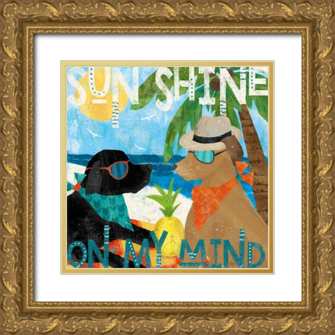 Good Vibes III Gold Ornate Wood Framed Art Print with Double Matting by Charron, Veronique