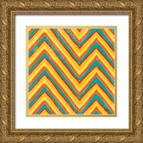 Good Vibes Pattern II Gold Ornate Wood Framed Art Print with Double Matting by Charron, Veronique