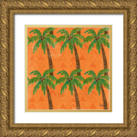 Good Vibes Pattern VC Gold Ornate Wood Framed Art Print with Double Matting by Charron, Veronique