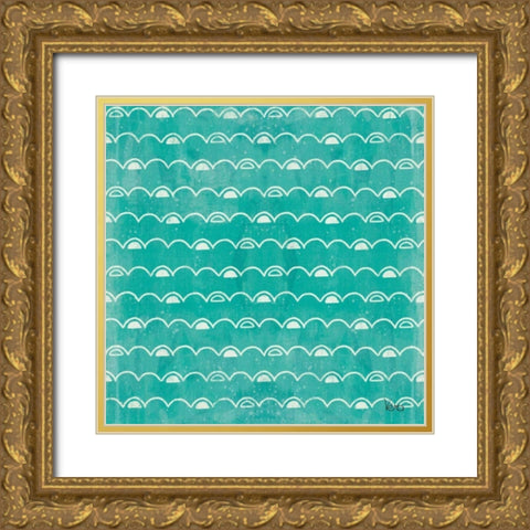 Good Vibes Pattern VIA Gold Ornate Wood Framed Art Print with Double Matting by Charron, Veronique