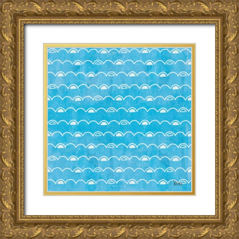 Good Vibes Pattern VIB Gold Ornate Wood Framed Art Print with Double Matting by Charron, Veronique