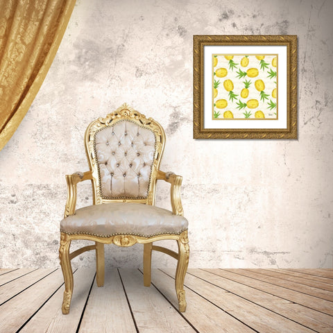 Good Vibes Pattern VIIA Gold Ornate Wood Framed Art Print with Double Matting by Charron, Veronique