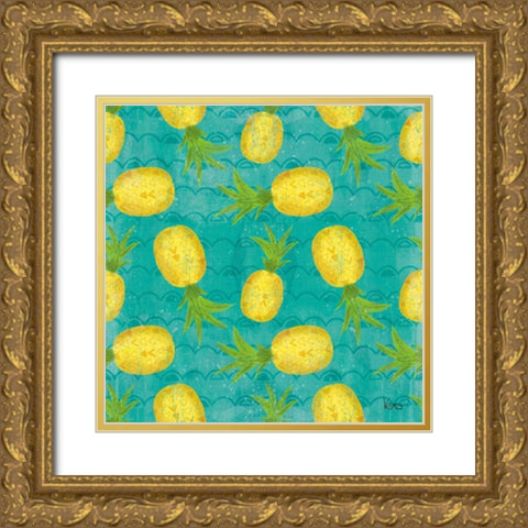 Good Vibes Pattern VIIB Gold Ornate Wood Framed Art Print with Double Matting by Charron, Veronique