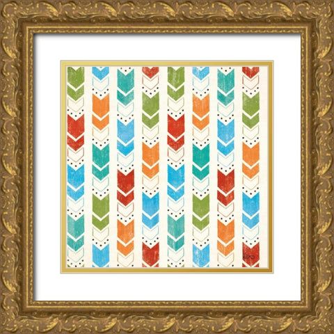 Good Vibes Pattern VIIIA Gold Ornate Wood Framed Art Print with Double Matting by Charron, Veronique
