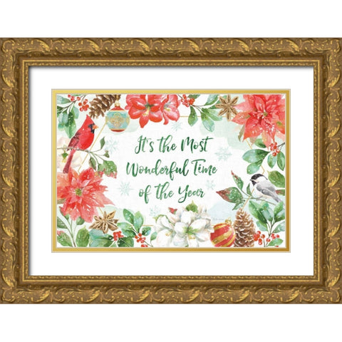 Holiday Flora I Gold Ornate Wood Framed Art Print with Double Matting by Grove, Beth