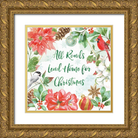 Holiday Flora II Gold Ornate Wood Framed Art Print with Double Matting by Grove, Beth
