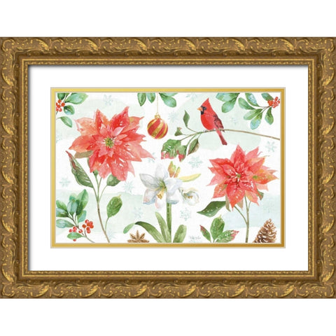 Holiday Flora IV Gold Ornate Wood Framed Art Print with Double Matting by Grove, Beth