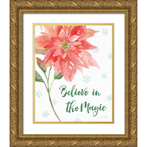 Holiday Flora V Gold Ornate Wood Framed Art Print with Double Matting by Grove, Beth