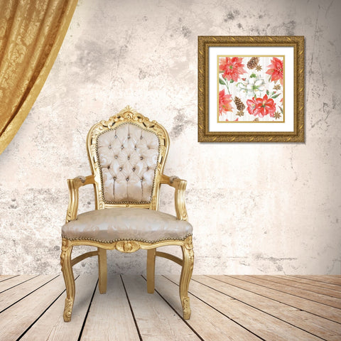 Holiday Flora Pattern IA Gold Ornate Wood Framed Art Print with Double Matting by Grove, Beth