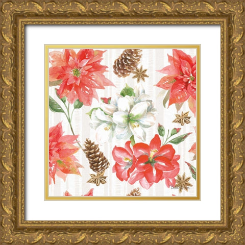 Holiday Flora Pattern IA Gold Ornate Wood Framed Art Print with Double Matting by Grove, Beth