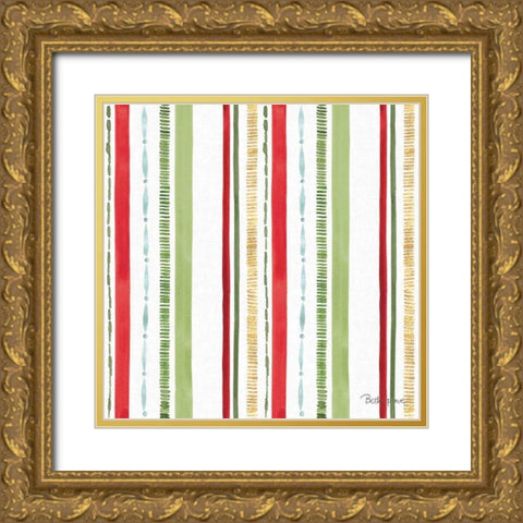 Holiday Flora Pattern IV Gold Ornate Wood Framed Art Print with Double Matting by Grove, Beth