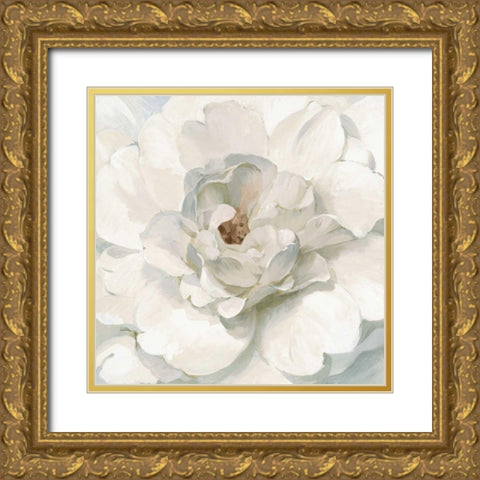 Neutral Peony Gold Ornate Wood Framed Art Print with Double Matting by Nai, Danhui