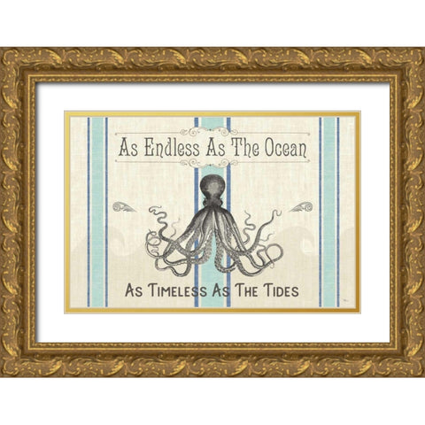 Coastal Farmhouse I Gold Ornate Wood Framed Art Print with Double Matting by Pela Studio