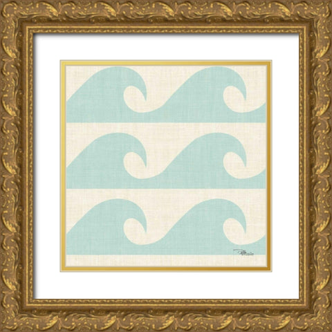 Coastal Farmhouse Pattern IIIA Gold Ornate Wood Framed Art Print with Double Matting by Pela Studio