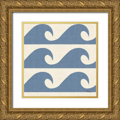 Coastal Farmhouse Pattern IIIB Gold Ornate Wood Framed Art Print with Double Matting by Pela Studio