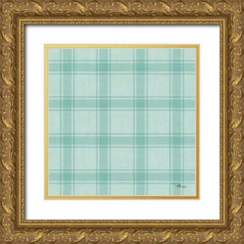 Coastal Farmhouse Pattern VIE Gold Ornate Wood Framed Art Print with Double Matting by Pela Studio