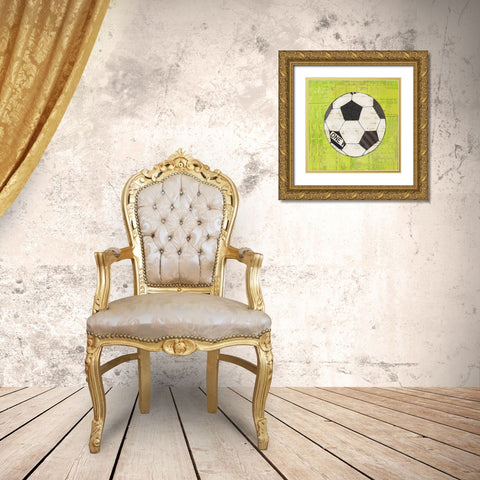 Play Ball III Bright Gold Ornate Wood Framed Art Print with Double Matting by Prahl, Courtney