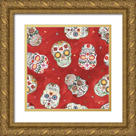 Homage to Frida Pattern IF Gold Ornate Wood Framed Art Print with Double Matting by Zaman, Farida