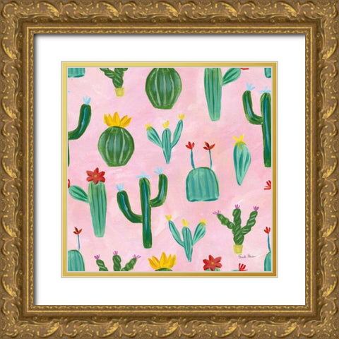 Homage to Frida Pattern IIC Gold Ornate Wood Framed Art Print with Double Matting by Zaman, Farida