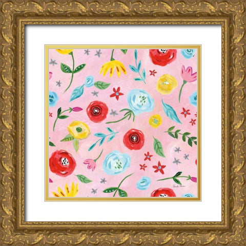 Homage to Frida Pattern IVB Gold Ornate Wood Framed Art Print with Double Matting by Zaman, Farida