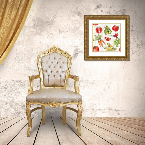 Veggie Market Pattern IA Gold Ornate Wood Framed Art Print with Double Matting by Tavoletti, Anne