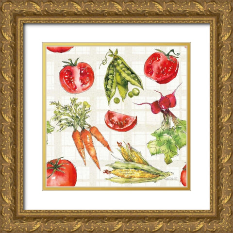 Veggie Market Pattern IA Gold Ornate Wood Framed Art Print with Double Matting by Tavoletti, Anne
