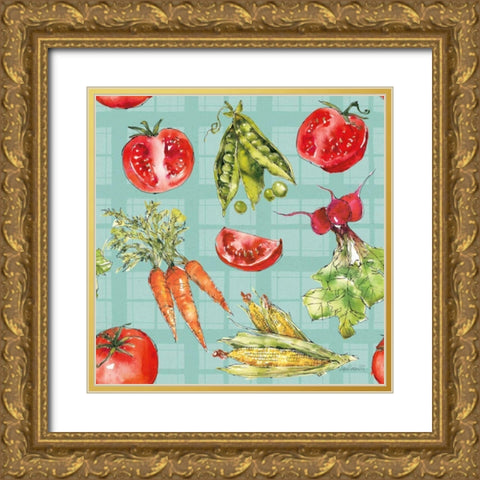 Veggie Market Pattern IB Gold Ornate Wood Framed Art Print with Double Matting by Tavoletti, Anne