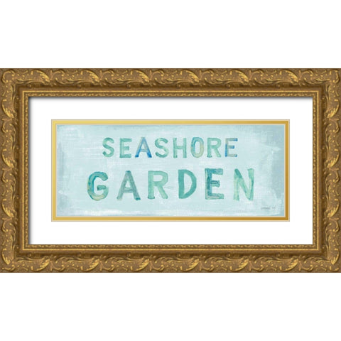 Seashore Garden Sign Gold Ornate Wood Framed Art Print with Double Matting by Nai, Danhui