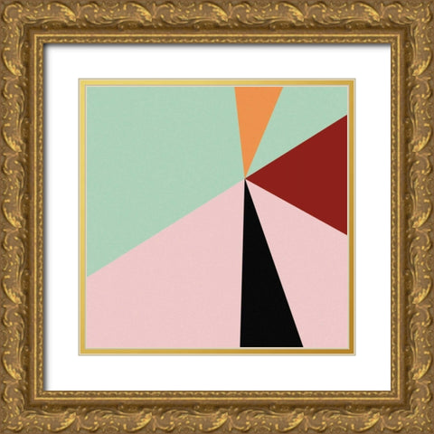 Color Block III Bright Gold Ornate Wood Framed Art Print with Double Matting by Wild Apple Portfolio