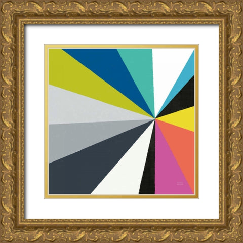 Triangulawesome Color III Gold Ornate Wood Framed Art Print with Double Matting by Mullan, Michael