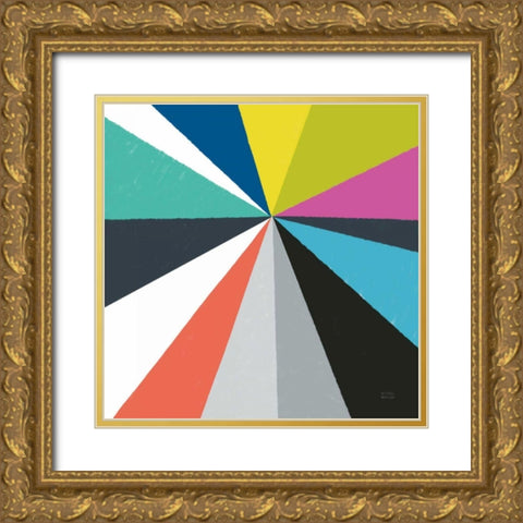 Triangulawesome Color IV Gold Ornate Wood Framed Art Print with Double Matting by Mullan, Michael